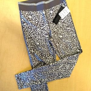 Women's Grey and Silver Cheetah Print Legging
